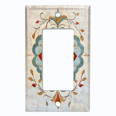 Couvercle de plaque d'interrupteur en métal; Fauteuil à bascule GFI de taille standard US - motif floral damassé
