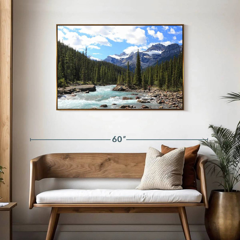 Rocky Mountains River, Floating Frame Gold, 43" X 29"