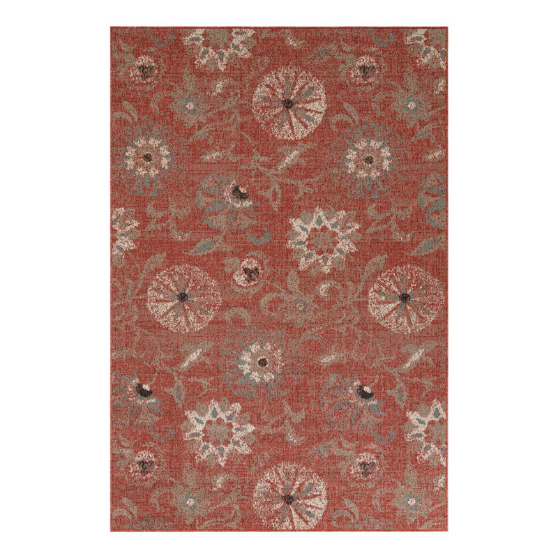 Indoor/Outdoor Botanical Area Rug, Rectangle 6'1" x 9'