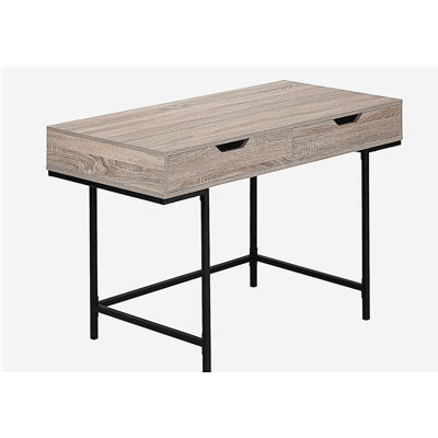 Bureau d'ordinateur, bureau personnel, ordinateur portable, tiroirs de rangement, l 48 po, travail, stratifié brun, métal noir, contemporain, moderne
