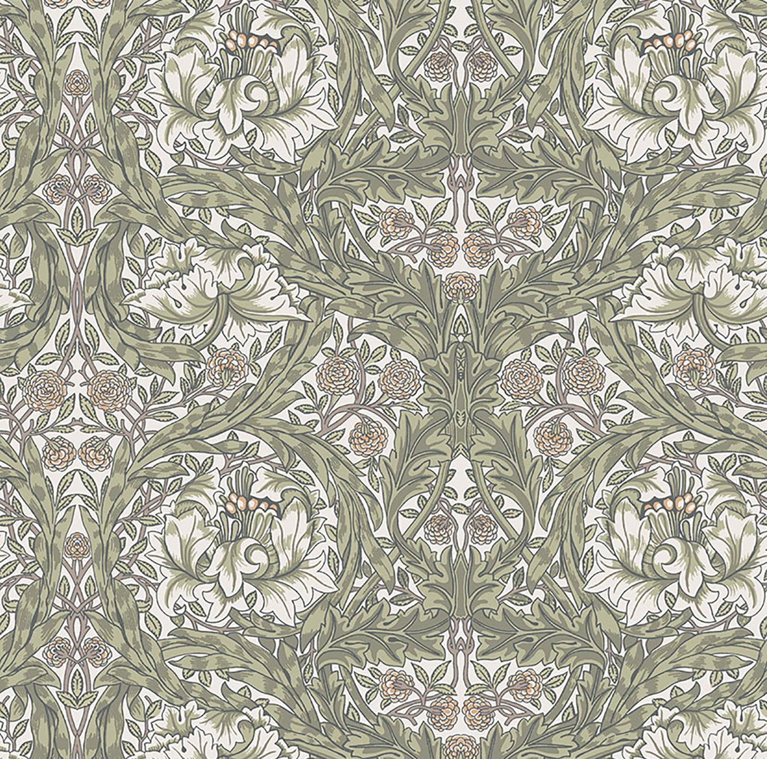 African Marigold Floral Wallpaper, Green