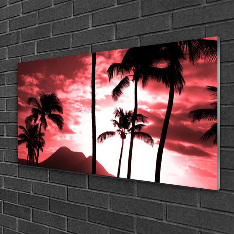 Nature Mountain Palm Trees - No Frame Print on Glass