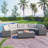 8-Pieces Outdoor Wicker Round Sofa Set, Half-Moon Sectional Setsr, Curved Sofa Set With Rectangular Coffee Table-1867865618