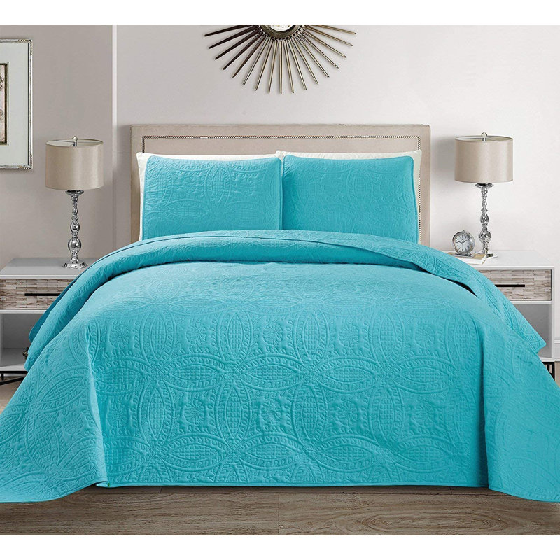  Ensemble de couvre-lit en microfibre 3 pièces, Bleu clair
