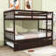 Lit superposé simple en bois convertible Hulbard avec lit gigogne simple et garde-corps-358664523