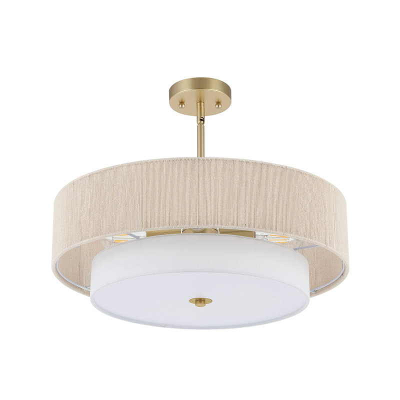 Lustre cylindrique semi-encastré à 4 lumières Reenat, Gold