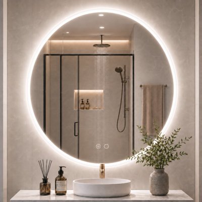 Round Dimmable Anti-Fog LED Vanity Mirror