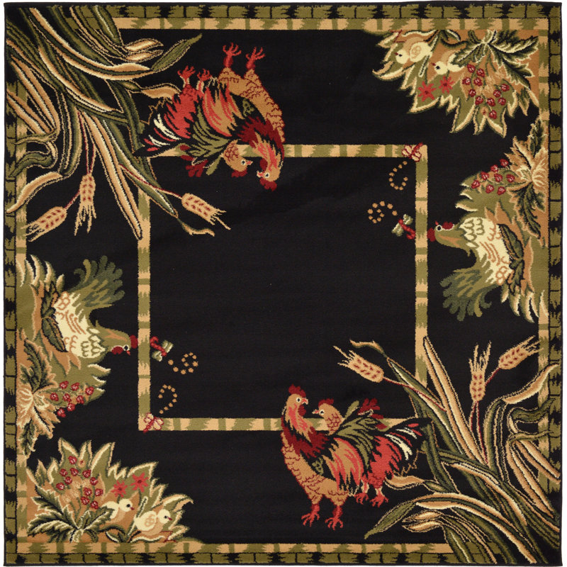 Floral Area Rug, Square 183cm
