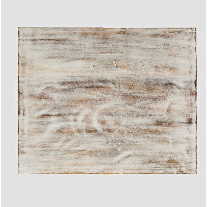 Table de bout en bois massif avec rangement Courtlan, Blanc