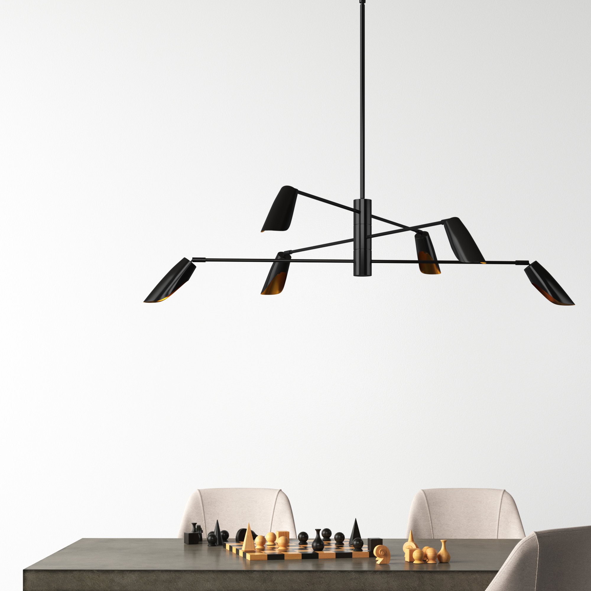 Bondy Sputnik Modern Linear LED Chandelier, 11"H x 50"W x 50"D, Black