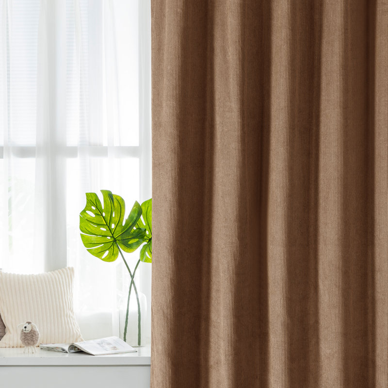 Cotton Room Darkening Curtains / Drapes Pair, 52" W x 96" L, Brown