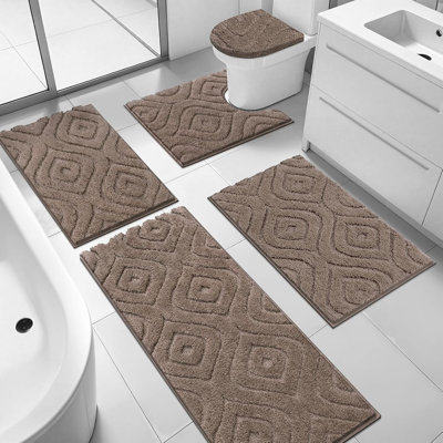Ensemble de tapis de bain en microfibre 5 pièces avec envers antidérapant