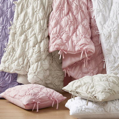2 pièces d'édredon pour lit simple de couleur mauve à motif floral, avec une jolie courtepointe, un aspect moelleux et douillet, une utilisation toutes saisons, un motif floral avec une broderie décontractée, un froncement élastique, une chaleur légère, sans danger pour les saisons