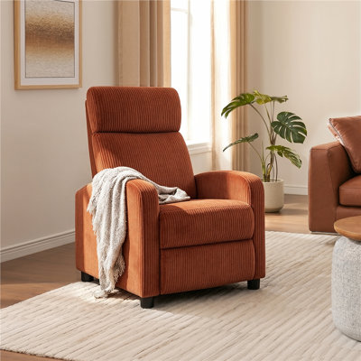 Modern and Soft Touch Corduroy Fabric Upholstered Manual Recliner