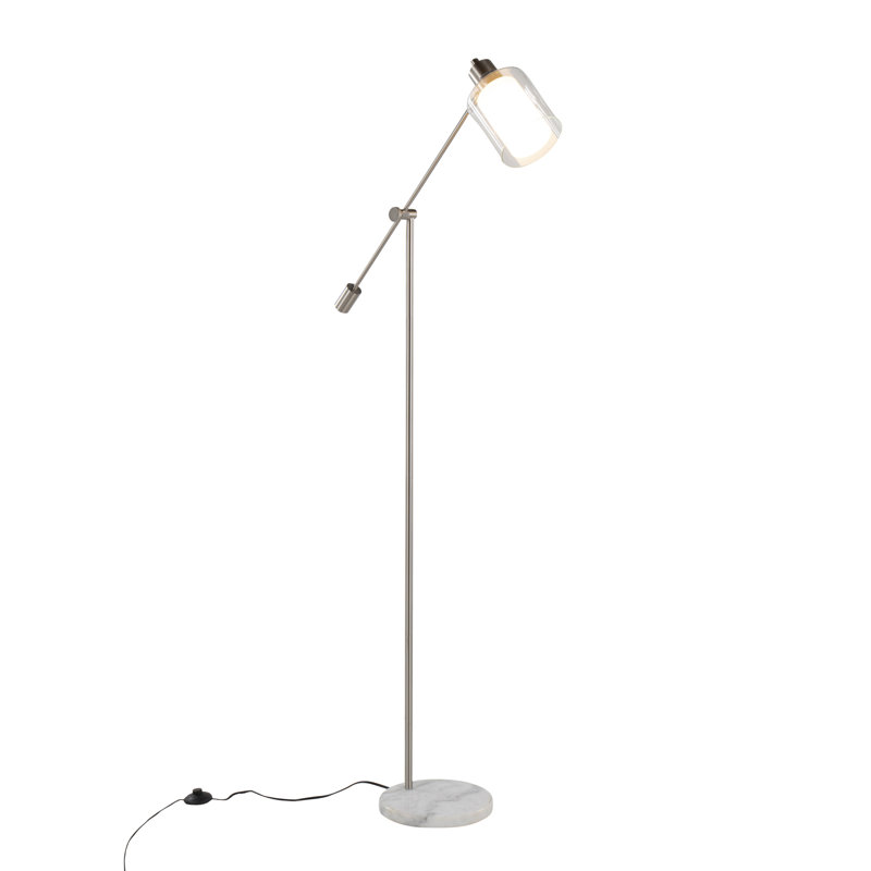 Lampe sur pied 73 po Celest, Nickel / marbre blanc