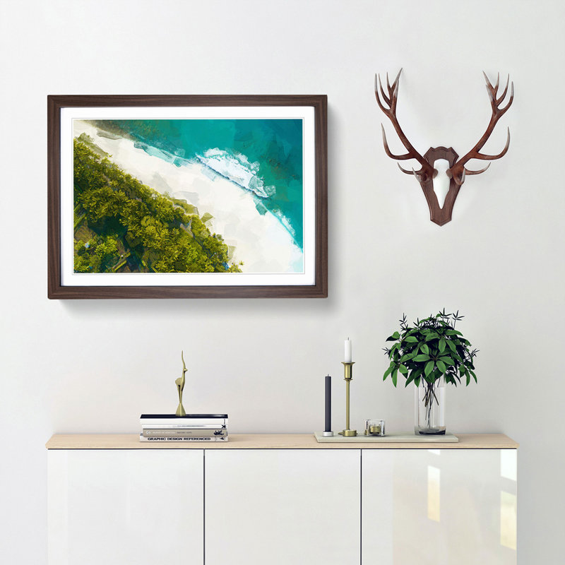 Beach View in the Maldives in Abstract - Picture Frame Photograph Print, 48cm H x 65cm W x 2cm D, Walnut Framed
