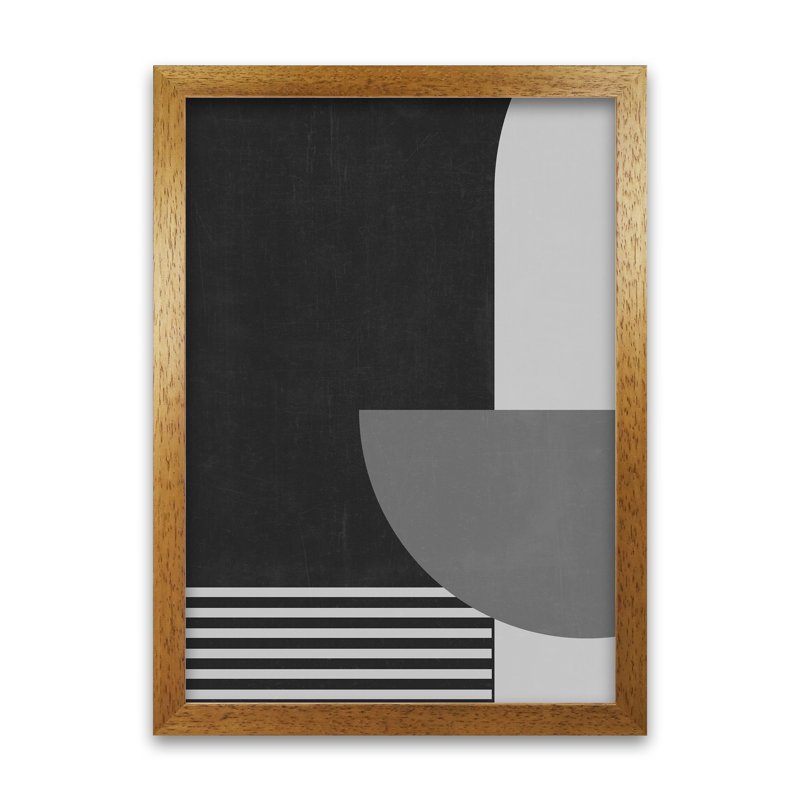 Mid Century Black And White B - Print, Oak Frame, 42cm H x 30cm W x 3cm D