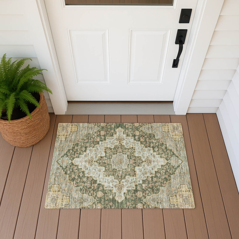 Tapis lavable à la machine intérieur / extérieur ACN2486, Basilic, 1 pi 8 po x 2 pi 6 po
