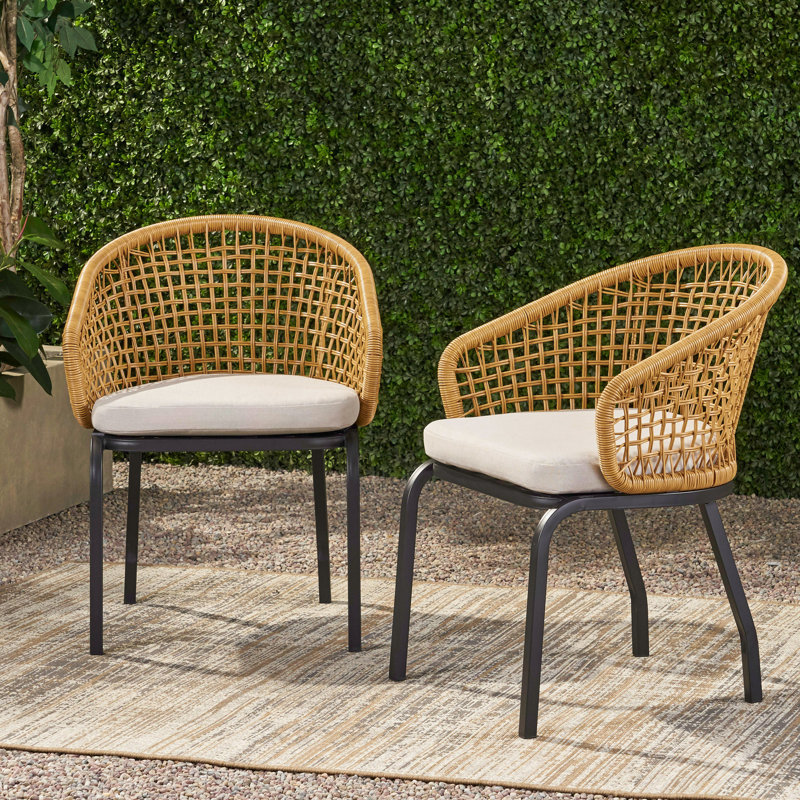 Graceful Outdoor Chairs - Brown Pe , Powder-Coated Metal Base, Cozy Seat Cushions Cool Construction, Cushion Support