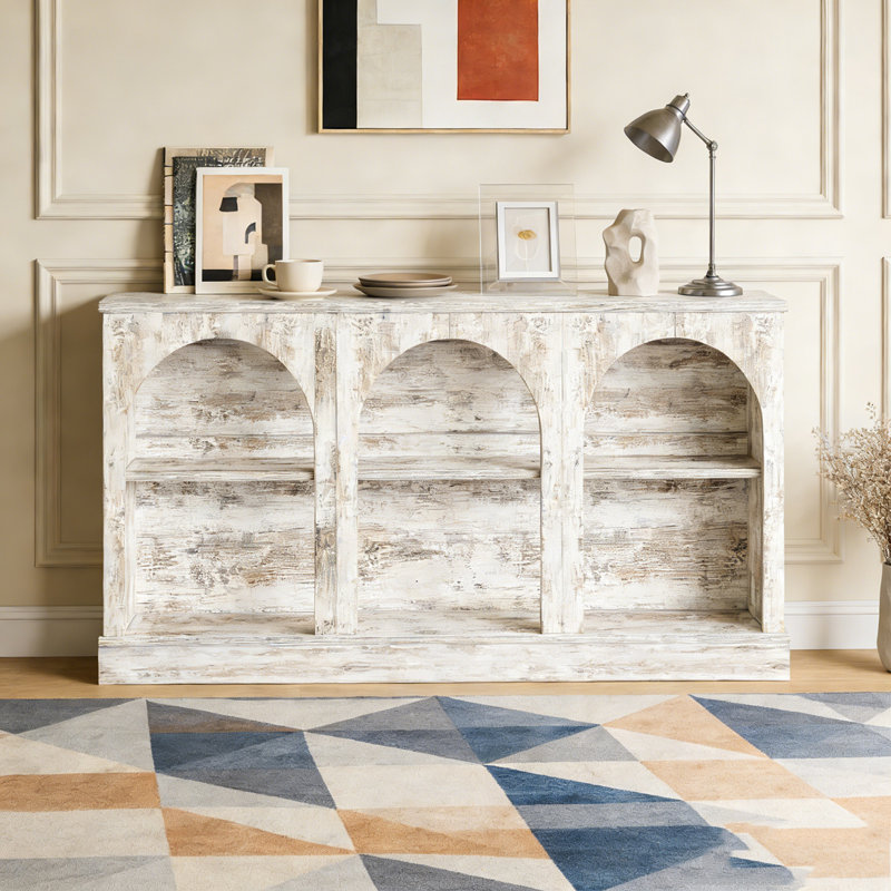 Farmhouse Console Table Entryway Table with 3 Tier Storage