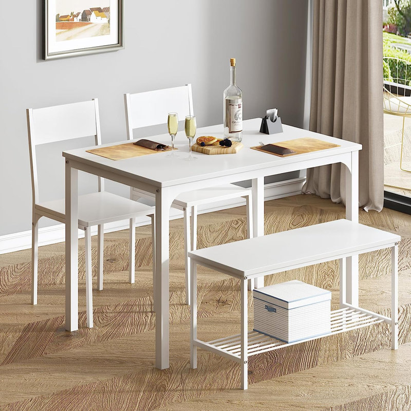 Ensemble de table de salle à manger 4 personnes, Brun rétro / noir