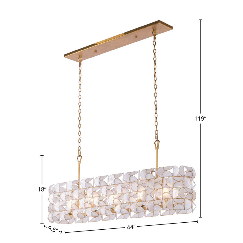 Crescent 5 LT Oxidized Gold Leaf Linear Pendant Kalco