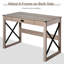 X-Frame Rustic 44 Inch Home Office Writing Desk, Farmhouse Style Computer Work Table With Storage Drawer