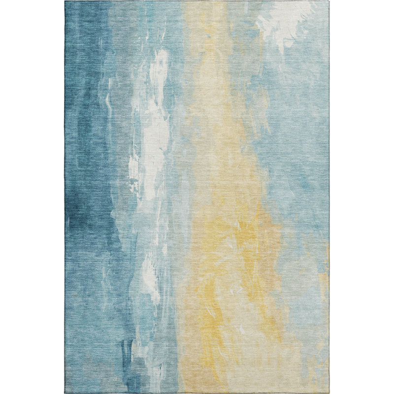 Tapis abstrait lavable à la machine de qualité supérieure Mayfield AMF1844, Rectangulaire 8 pi x 10 pi