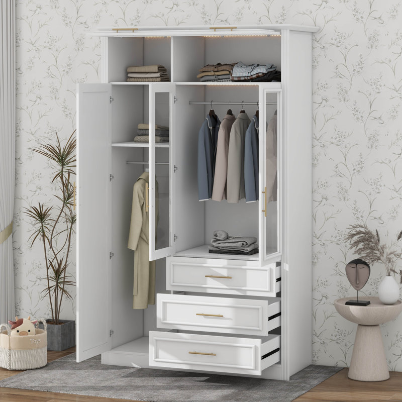 Armoire-penderie 3 portes avec DEL et 3 tiroirs