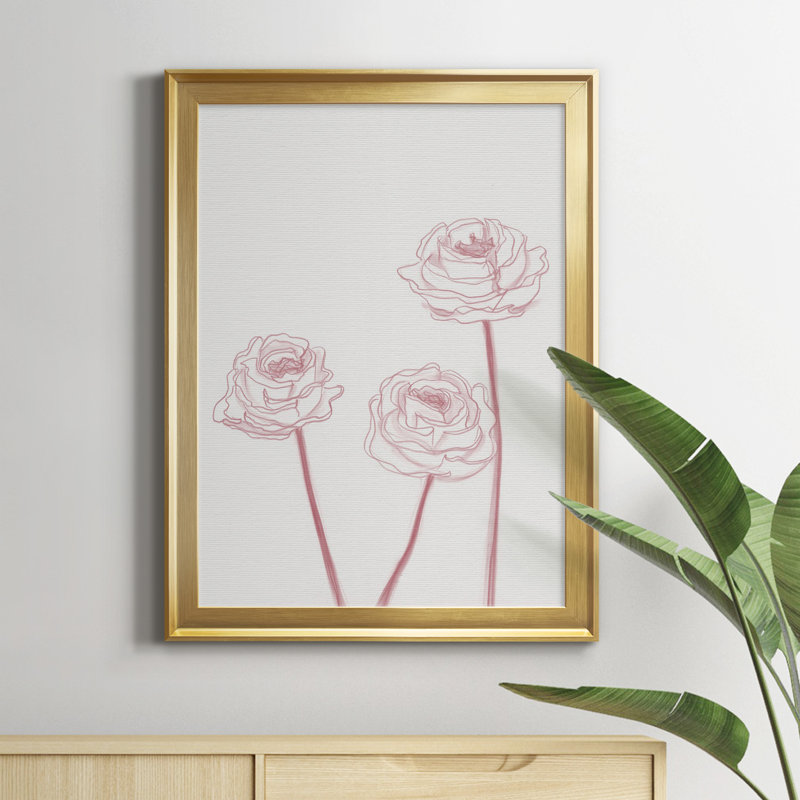 Peony Blooms Ii - reproduction d'art sur toile, H 18,5 po x l 24,5 po x P 1,5 po, Toile encadrée d'or