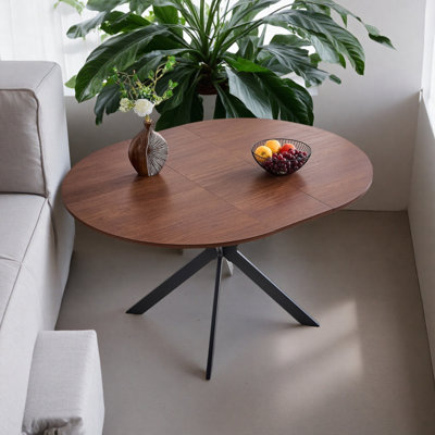 Table de salle à manger extensible ronde (43 "à 54") - Table de salle à manger compacte avec pieds en métal robustes