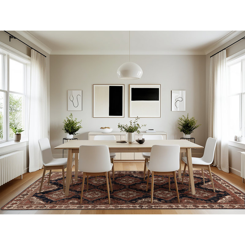 Machine Washable Persian Brown Area Rug, Rectangle 7' x 10'