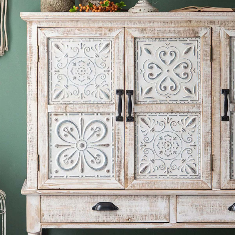 French-Style Vintage Cedar Wood Carved And Aged Storage Cabinet