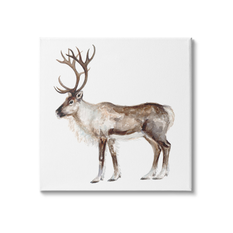 «Reindeer Wild Animal Children Nursery» par Fox Hollow Studios - Peinture, H 24 po x l 24 po x P 1,5 po, Toile tendue
