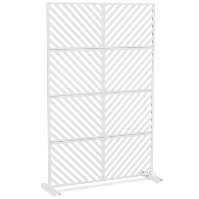 Paravent décoratif autoportant en métal, panneau d'intimité extérieur en acier inoxydable avec support pour terrasse et patio.