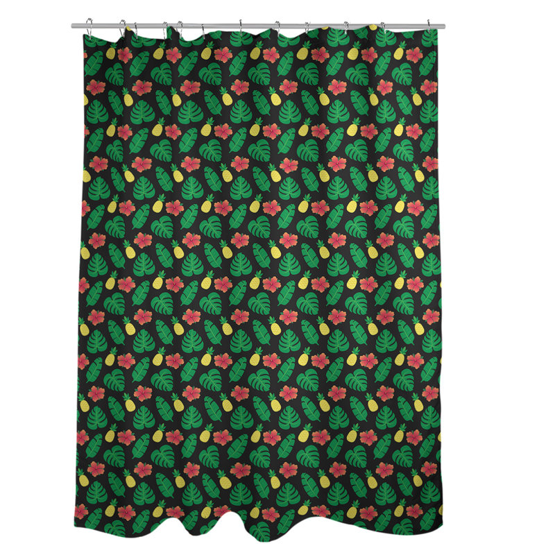Rideau de douche tropical simple elizabeth katelyn, Noir