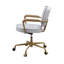 Fauteuil de bureau rétro en cuir fleur blanc rétro - siège élégant et confortable, pivotant à 360 degrés, coussin de 3 po, densité de mousse D6,5, gris antique et gris, base stable à 5 po avec siège et dossier pour le confort, réglable
