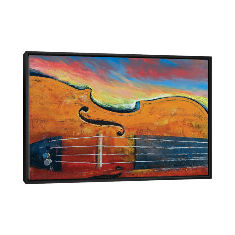 «Violin», reproduction d'art sur toile, H 18 po x l 26 po x P 1,5 po, Toile avec cadre noir, Pas de tapis
