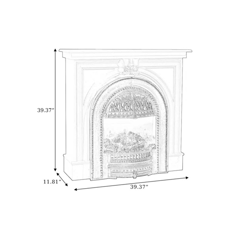 White Black Solid Wood Freestanding Fireplace, White/Black