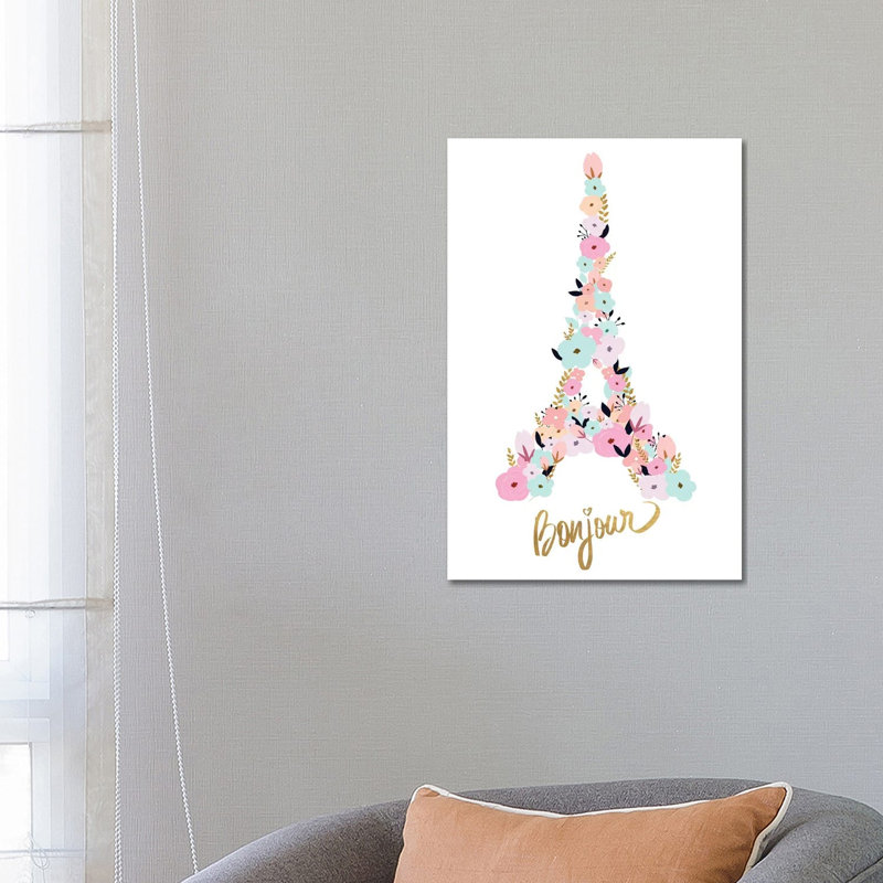 Bonjour 1 Piece Wrapped Canvas Wall Art, 66.04 cm H x 45.72 cm W x 3.175 cm D