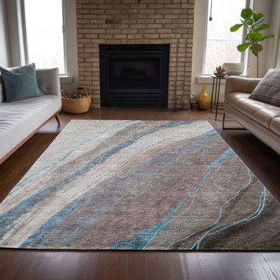Tapis intérieur / extérieur brun lavable à la machine Xhevrie