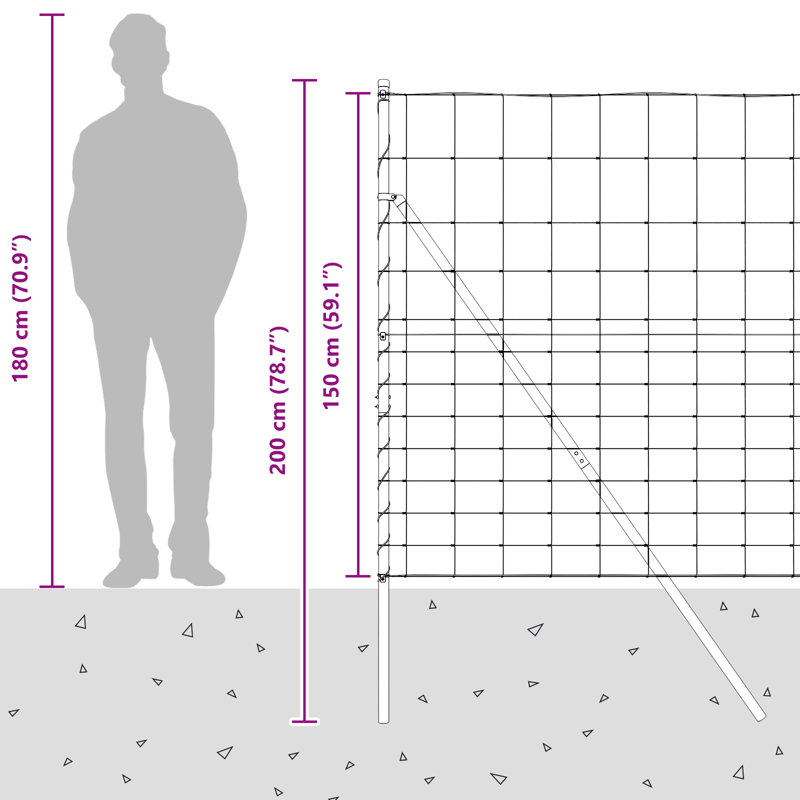 Vidaxl Field Fence Galvanised Steel, 150cm H x 2500cm W