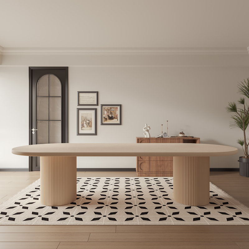Jahlisa Oval Extendable 90'' to 123" Solid Wood Oak Dining Table