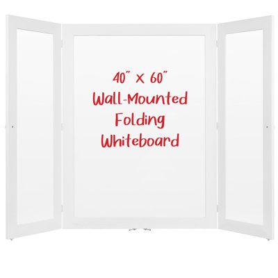 Tableau blanc pliant mural en bois 40 x 60 po, cadre blanc, tableau effaçable à sec pour le bureau, la salle de classe, la maison et la planification