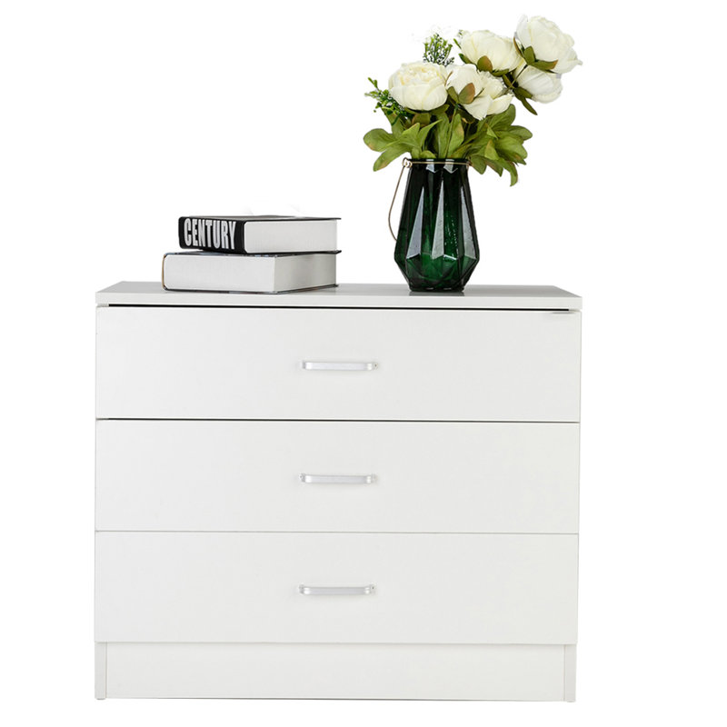3-Drawer Nightstand, White