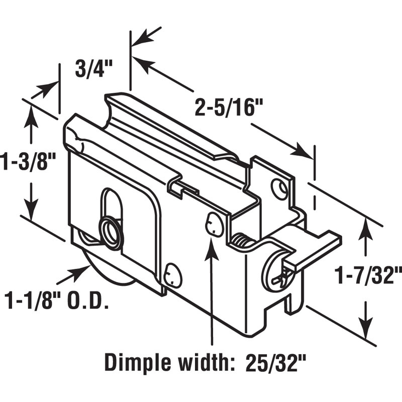 Rouleau de roulement à billes en acier simple de 1 1/8 po Prime-Line, de style K-Tab, réglable (paquet simple)