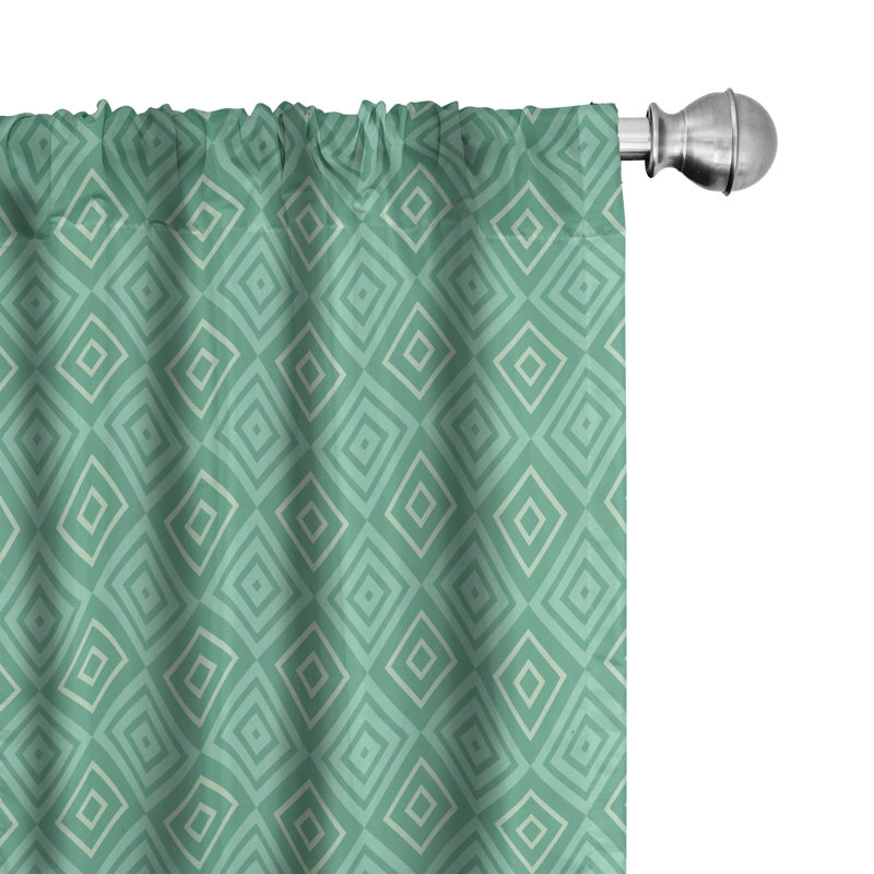 Mint Geometric Semi-Sheer Rod Pocket Curtain Panels, 28" x 63"