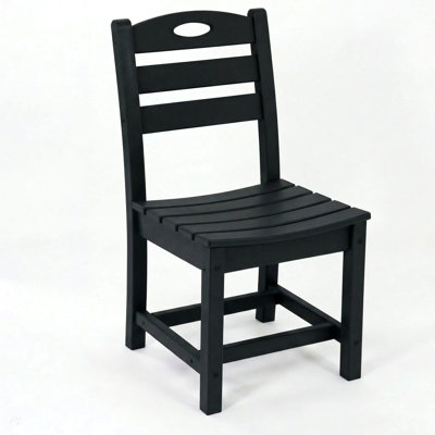 Set of 2 HDPE Armless Outdoor Dining Chairs, All-Weather Patio Side Chairs for Backyard/Deck/Porch(BK)
