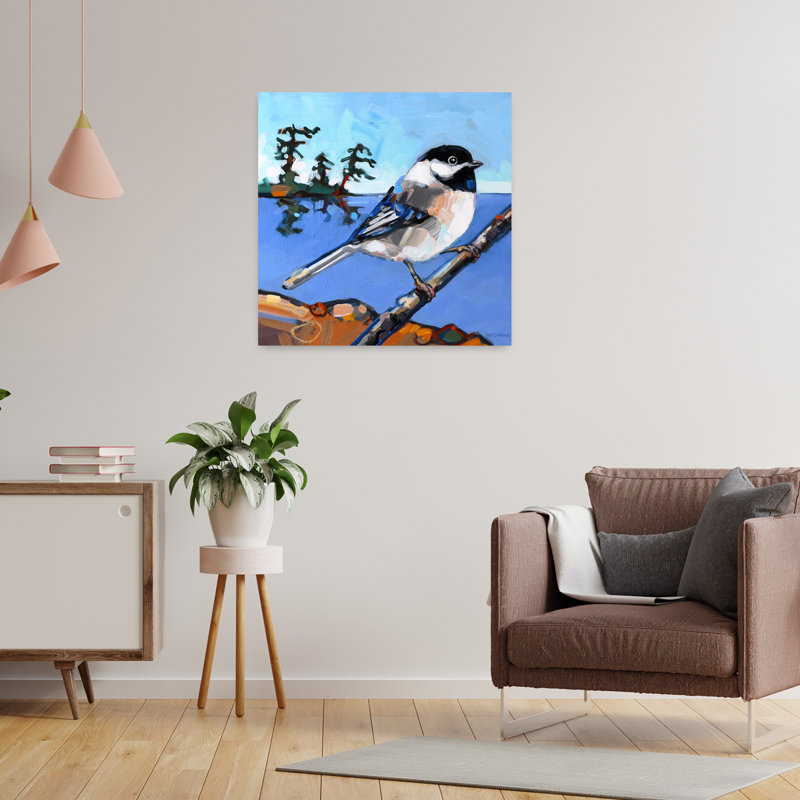Tempête, oiseau contemporain, art animalier, H 24 po x l 24 po