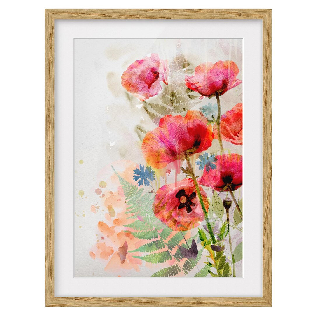 Gerahmter Kunstdruck Poppies Watercolour